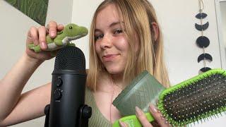 ASMR  Green Triggers tapping shirt scratching whispers