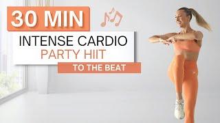 30 min CARDIO PARTY HIIT WORKOUT  To The Beat   No Squats or Lunges  Fun + High Intensity