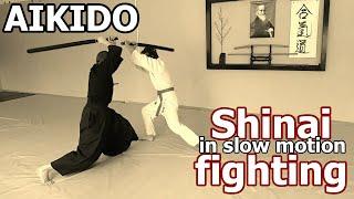 Aikido shinai fighting slow motion