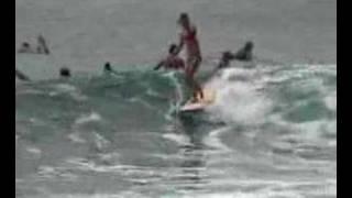 Leah surfing at Makaha