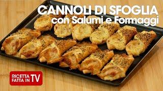 CANNOLI DI SFOGLIA CON SALUMI E FORMAGGI di Benedetta Rossi - Ricetta TV Fatto in Casa per Voi