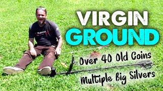 Metal Detecting Untouched Virgin Field In Old Neighborhood Over 40 Old Coins + Big Silvers