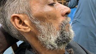 ASMR BARBER 75 Year old Big Beard Shave 🪒 ASMR old men Haicut and shave Roleplay  No talking