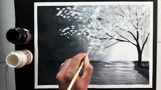 easy black and white painting ideas tutorial
