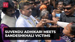 Sandeshkhali unrest Suvendu Adhikari meets victims hits out at Mamata over no arrest of Shahjahan