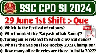 SSC CPO TODAY EXAM ANALYSIS 1ST SHIFT  ssc cpo analysis 2024  cpo today exam analysis  ssc cpo