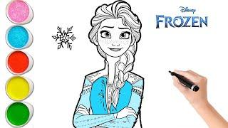 Frozen Drawing Painting and Coloring For Kids  How to Draw Frozen Princess