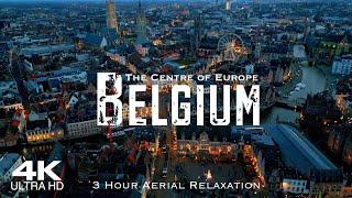 4K BELGIUM  België Belgique 2024  3 HOUR Drone Aerial Relaxation Film Piano Study