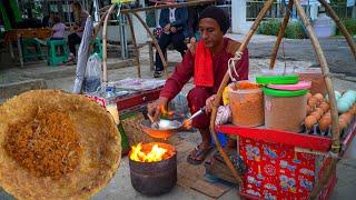 CRISPY KERAK TELOR Spicy Glutinous Rice Omelette with Grated Coconut - Indonesian Street Food