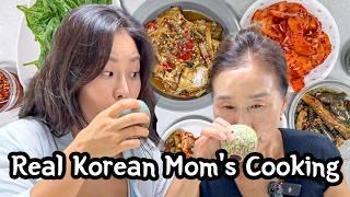 Real Korean Moms Cooking  Nogari Jorim Pumpkin Leaves Nogak Muchim