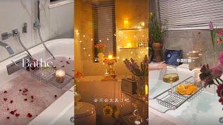 relaxing night routine  bathroom  bath  tik tok  douyin