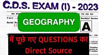 CDS 1 2023 GEOGRAPHY QUESTIONS WITH SOURCE #cds2023  #cds2023geography #cds12023  #cdsexam