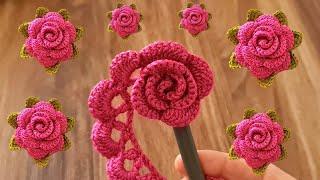 Amazing VERY EASY Knitting Crochet Rose  Making