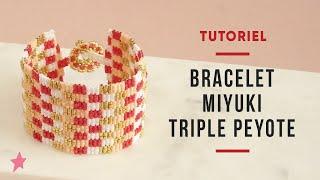 TUTORIEL  Manchette Miyuki en Triple Peyote et Fermoir en Perles