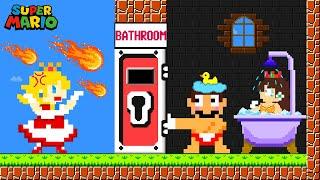 What Happens Peach Catch Mario CHEATING with Daisy in the Bathroom  Game Animation