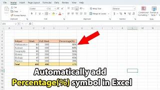 How to add percentage symbol in excel without changing values