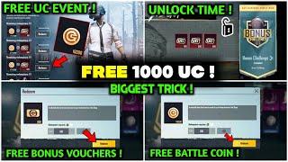 100% FREE 1000UC  BGMI UC Bonus challenge New Event  BGMI BONUS CHALLENGE KAISE  FREE BONUS COINS