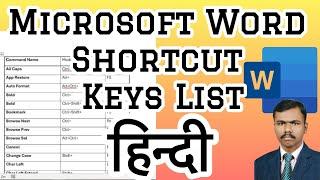 MS Word Shortcut Key in Hindi Typing