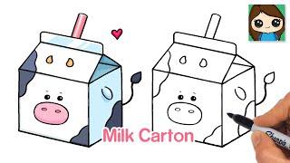 How to Draw a Milk Carton  Cute Food