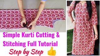 Kurti Cutting and Stitching Step by Step  KurtiSuitkameez Cutting and Stitching Full Tutorial