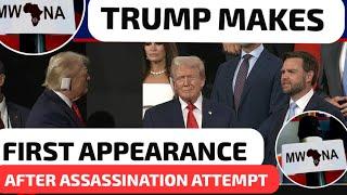 TRUMP MAKES FIRST APPEARANCE AFTER ASSASSINATION ATTEMPT #donaldtrumpnews  #trump