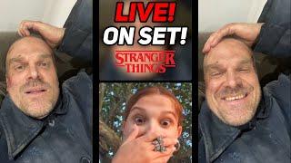David Harbour Goes Live From Set Stranger Things 4  Millie Bobby Brown joined