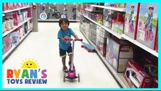 Disney Cars Lightning McQueen Scooter Shopping Trip with Ryan ToysReview