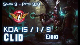 SKT T1 Clid EKKO vs KARTHUS Jungle - Patch 9.18 KR Ranked