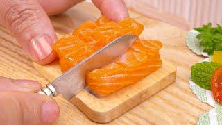 How To Make Miniature Honey Glazed Salmon  ASMR Miniature Cooking Food In Real Life