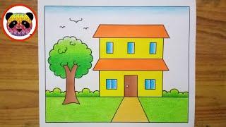 House Drawing  How to Draw a House  House Drawing Easy Step By Step  Ghar Drawing  House