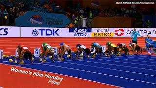 Womens 60m Hurdles Final.  World Indoor Championships. Štark Arena Belgrade Serbia.  3192022.