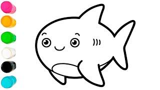 Belajar menggambar hiu Cara menggambar hiu yang cantik dan sederhana untuk anak dan balita.