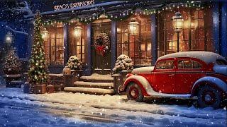Vintage Oldies Music playing in a Snowy Coffee Shop Ambience Winter & Snowfall ASMR v.2