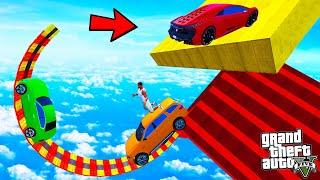 FRANKLIN TRIED IMPOSSIBLE RAMP JUMP MEGA PARKOUR CHALLENGE IN GTA 5  SHINCHAN and CHOP