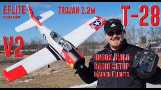 Eflite - T-28 Trojan V2 - 1.2m - Unbox Build Radio Setup & 2X Flights