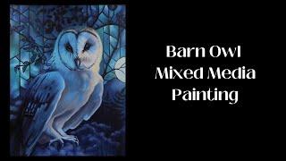 Barn Owl Mixed Media Painting