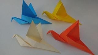 Como hacer un pájaro de papel que aletea - Origami fácil tradicional