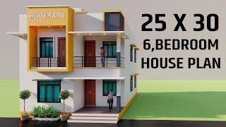 25x30 6 Bedroom House Elevation3D Village House Plan6 Bedroom House Plan25by30 Ghar Ka Naksha