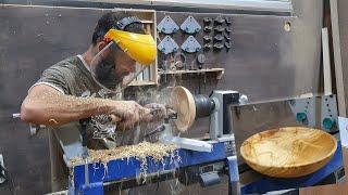 Zeytin ağacı tabak yapımı - ahşap torna  Making plate from olive wood - wood turning