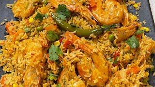 Cómo Hacer Un Rico Arroz Con Camarón y Verduras Sencillo y Delicióso