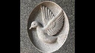 Traditional Stone Carving & Sculpture Techniques- Stone carving of bas relief Dove in Oval Niche