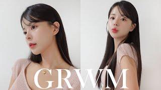 뷰티 GRWM 코랄 찰떡 메이크업에 가닥속눈썹 붙이는 방법 +  깻잎머리 연출