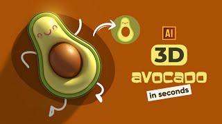 HOW TO DRAW A 3D AVOCADO WITH A FACE IN KAWAII STYLE  TUTORIAL IN ADOBE ILLUSTRATOR