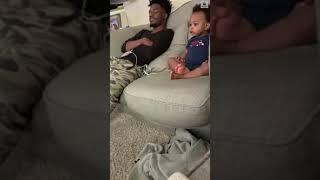 Adorable moment of father and toddler having conversation  ABC News