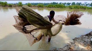 Most Satisfying Cast Net Fishing Video Catch gochi of Fish - Traditional Net Catch Fishing on River