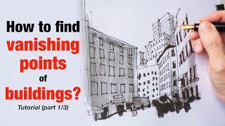 How to find vanishing points for groups of buildings? sketch tutorial part 13