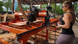 Flattening Gorgeous Slabs On A Rainy Day - Wood-Mizer MB200 SLABMIZER