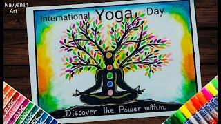 International Yoga Day drawing  How to draw Yoga Day poster  Yoga Day drawing easy