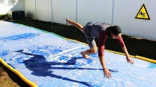 DONT Slip on the Slippery Platform GIANT SLIP N SLIDE CHALLENGE