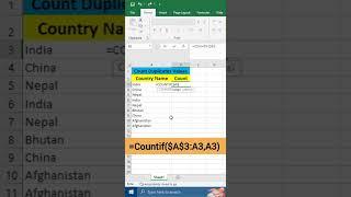 Count Duplicate values countif #exceltutorial #soths